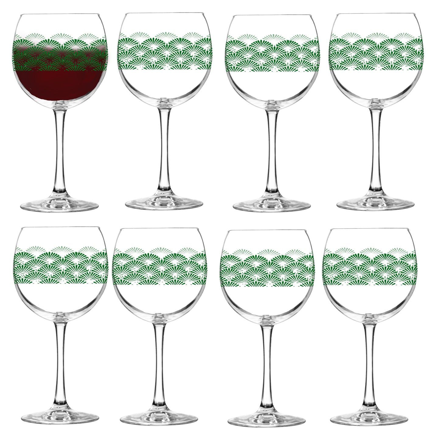Green Deco 18 oz Balloon Wine Glass