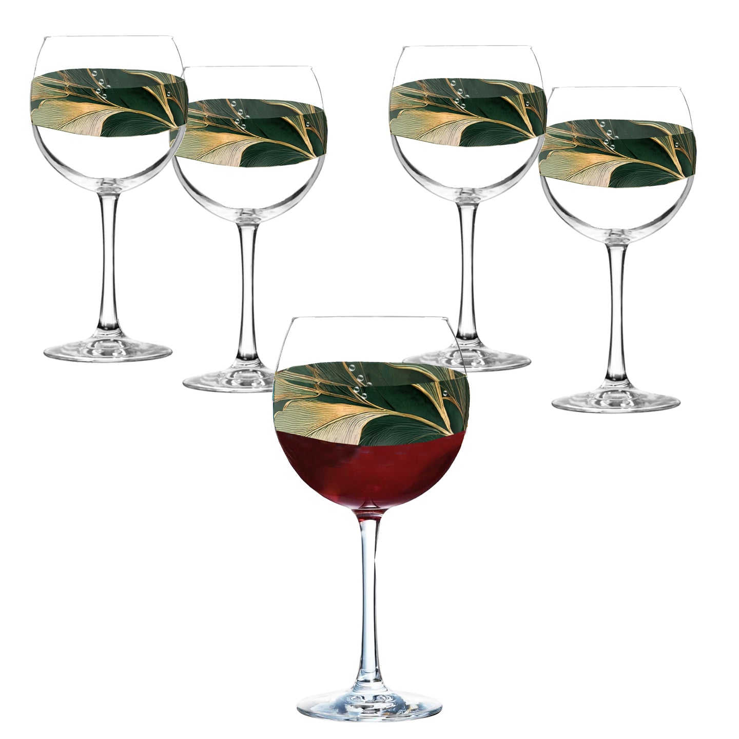 Green n Gold 18 oz Balloon Wine Glass, Set of 2, 4 or 8
