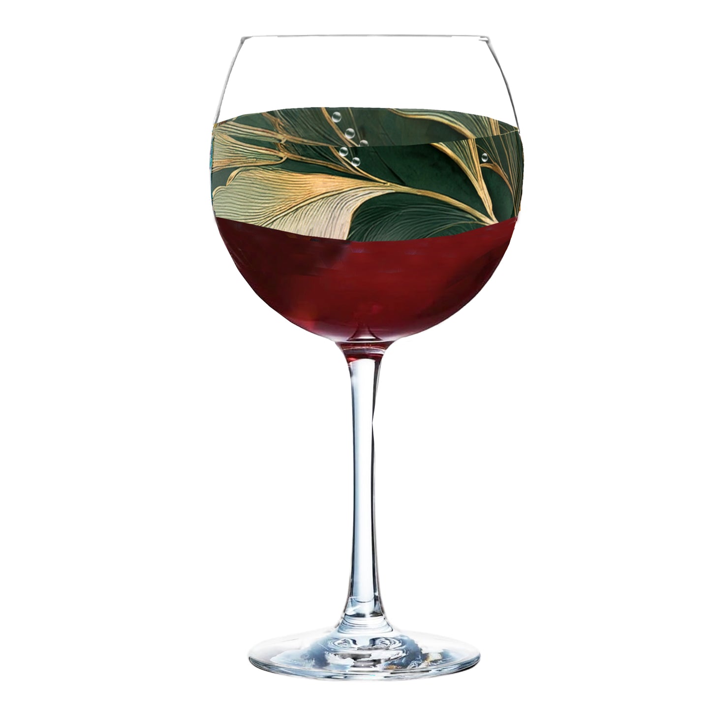Green n Gold 18 oz Balloon Wine Glass, Set of 2, 4 or 8