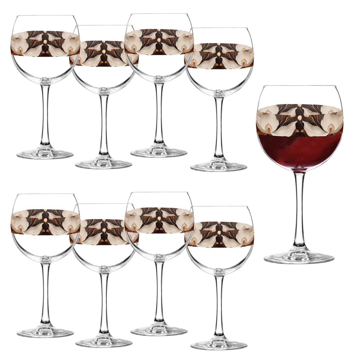Windswept Magnolias 18 oz Balloon Wine Glasses, Set of 2, 4 or 8