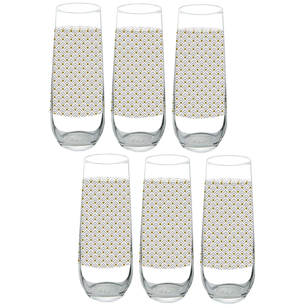 Deco Gold 8.5 oz Stemless Champagne Glass