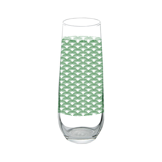 Green Deco 8.5 oz Stemless Champagne Glass