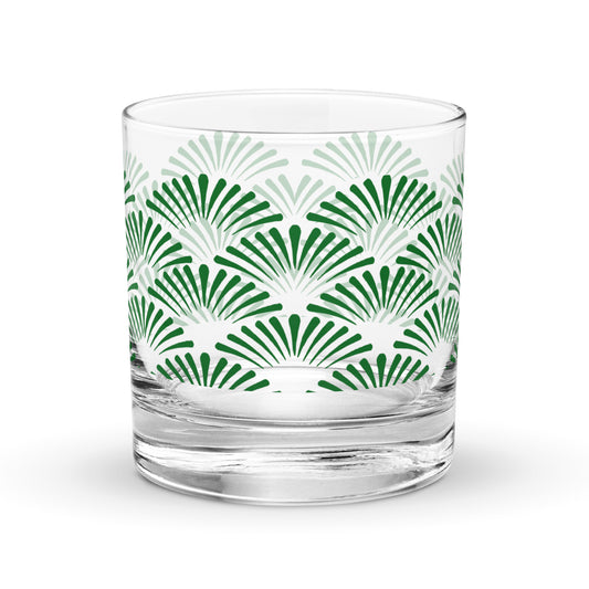 Green Deco 11 oz Rocks Glass