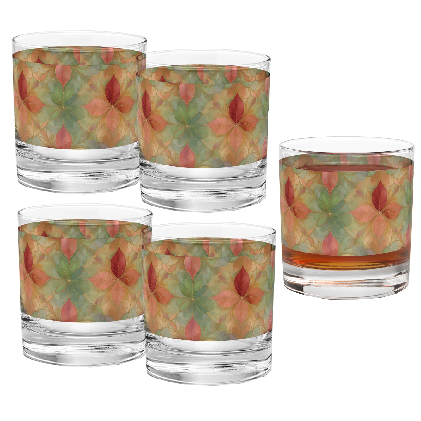 Pieces of Autumn 11 oz Rocks Glass, Set of 2, 4 or 6