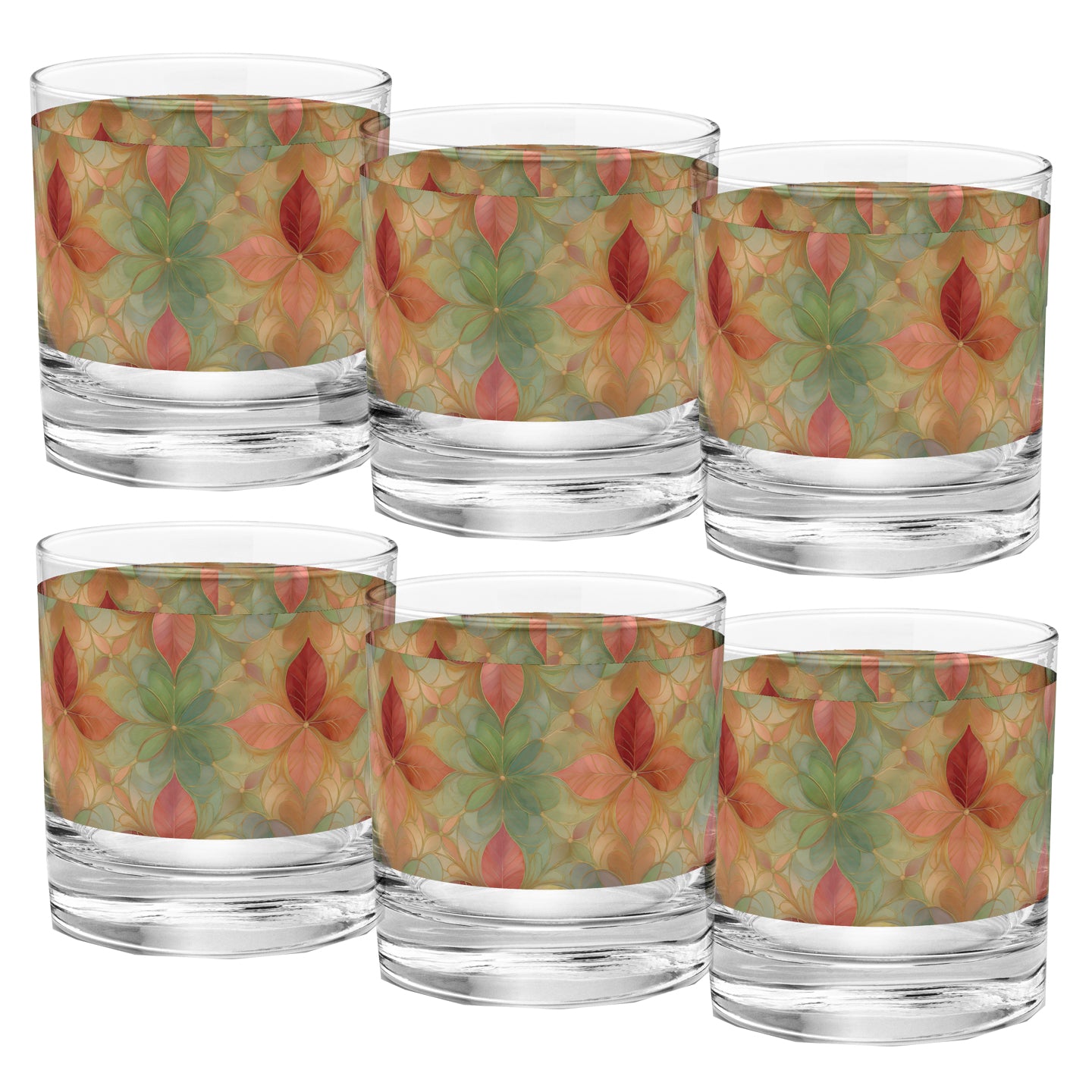 Pieces of Autumn 11 oz Rocks Glass, Set of 2, 4 or 6