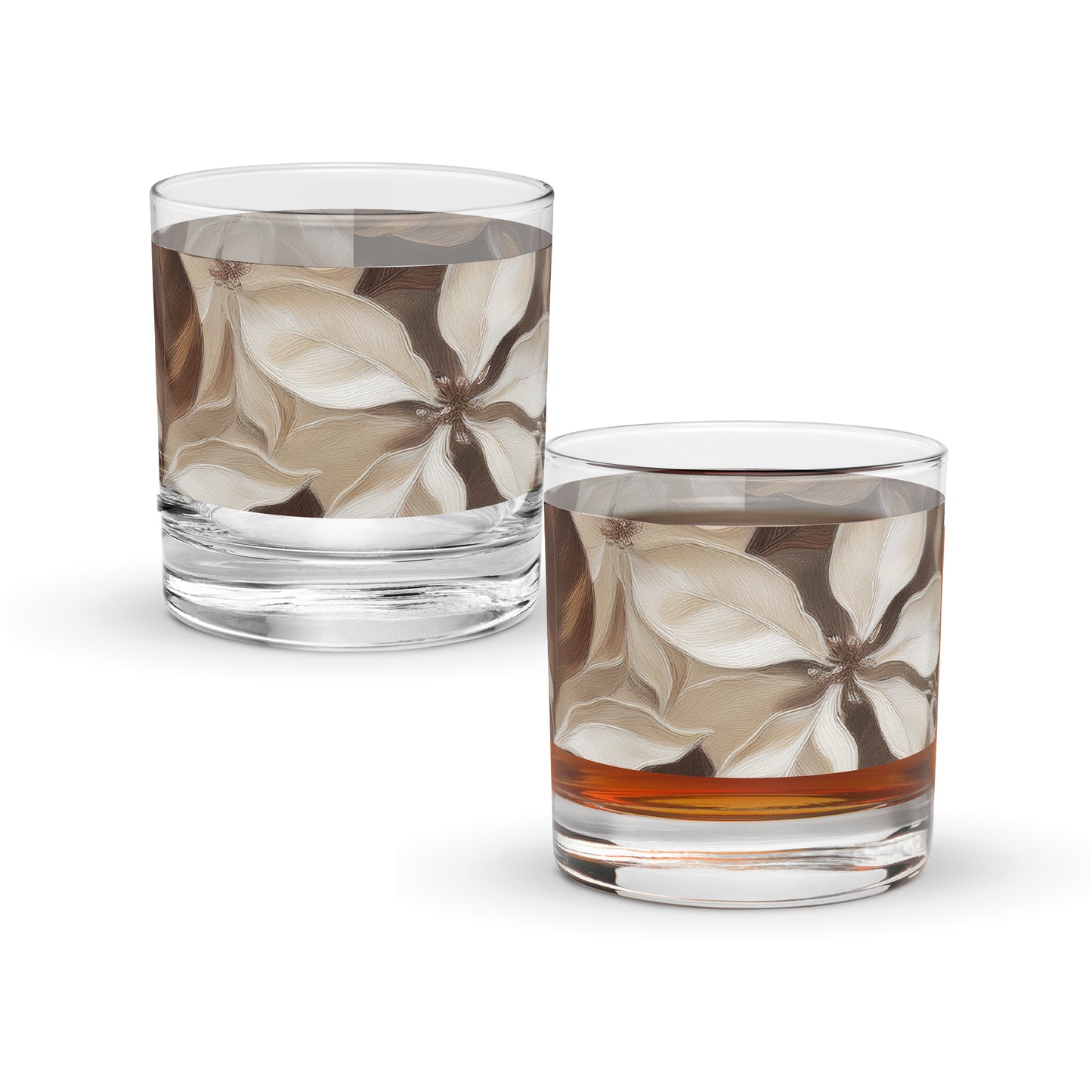 Petals in the Woods 11 oz Rocks Glass, Set of 2, 4 or 6