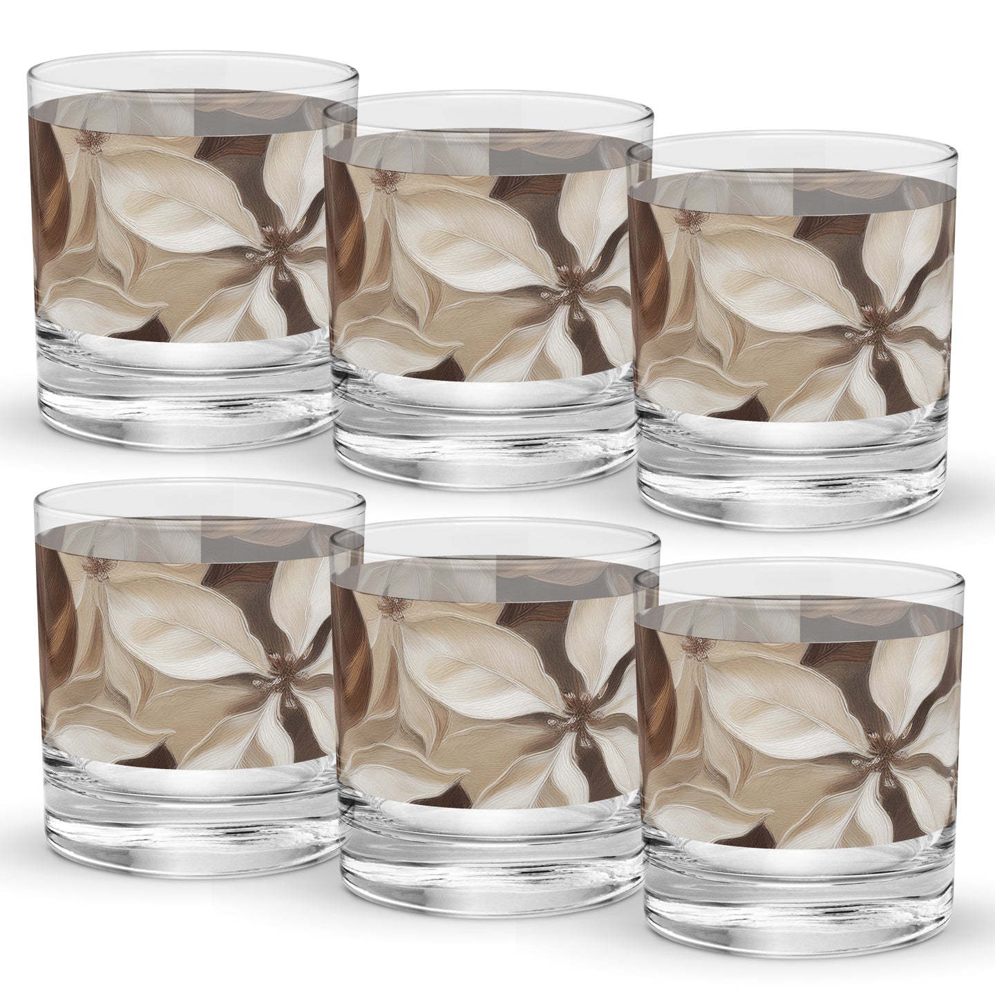 Petals in the Woods 11 oz Rocks Glass, Set of 2, 4 or 6