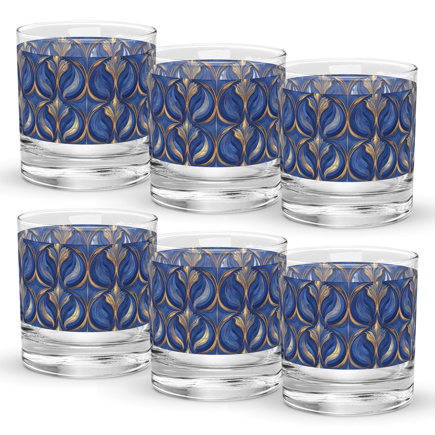 Sapphire Oracle Rocks Glass | Exclusive Gilded Motif