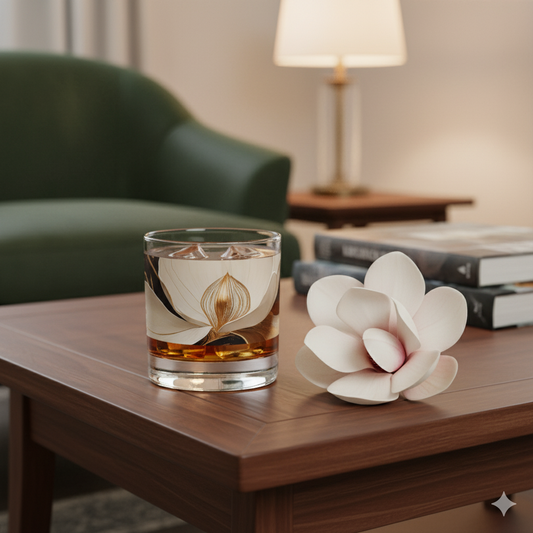 Windswept Magnolias 11 oz Rocks Glass, Set of 2, 4 or 6