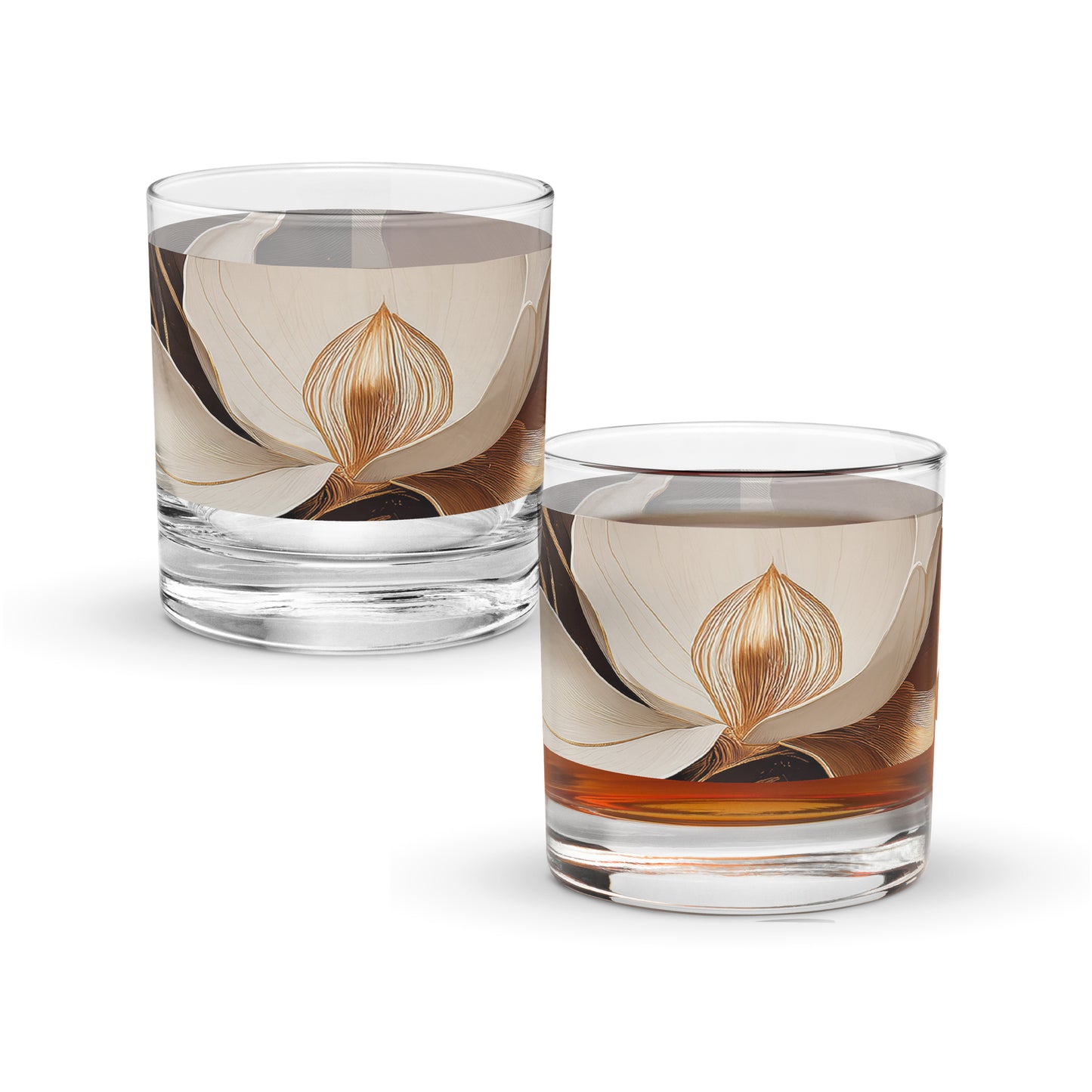 Windswept Magnolias 11 oz Rocks Glass, Set of 2, 4 or 6