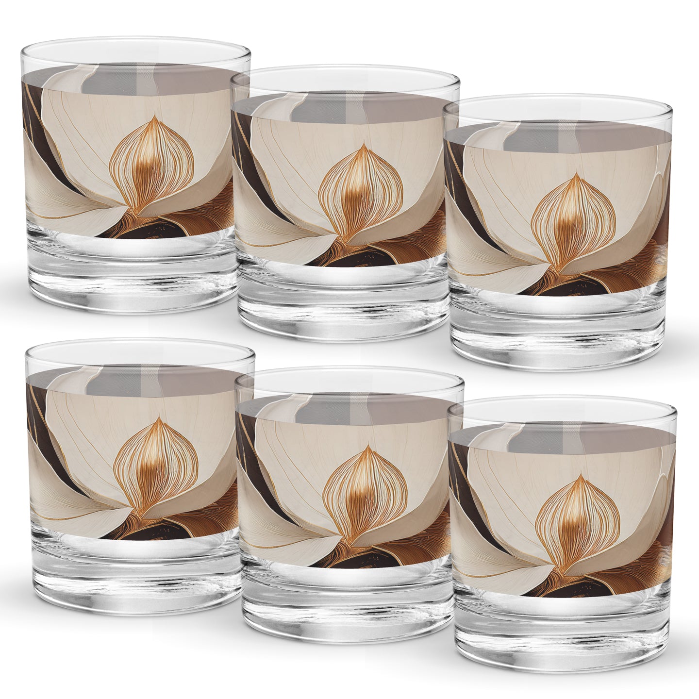 Windswept Magnolias 11 oz Rocks Glass, Set of 2, 4 or 6