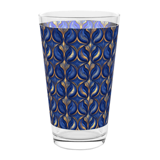 Luxe Gilded Motif | Sapphire Oracle Pint Beer Glass