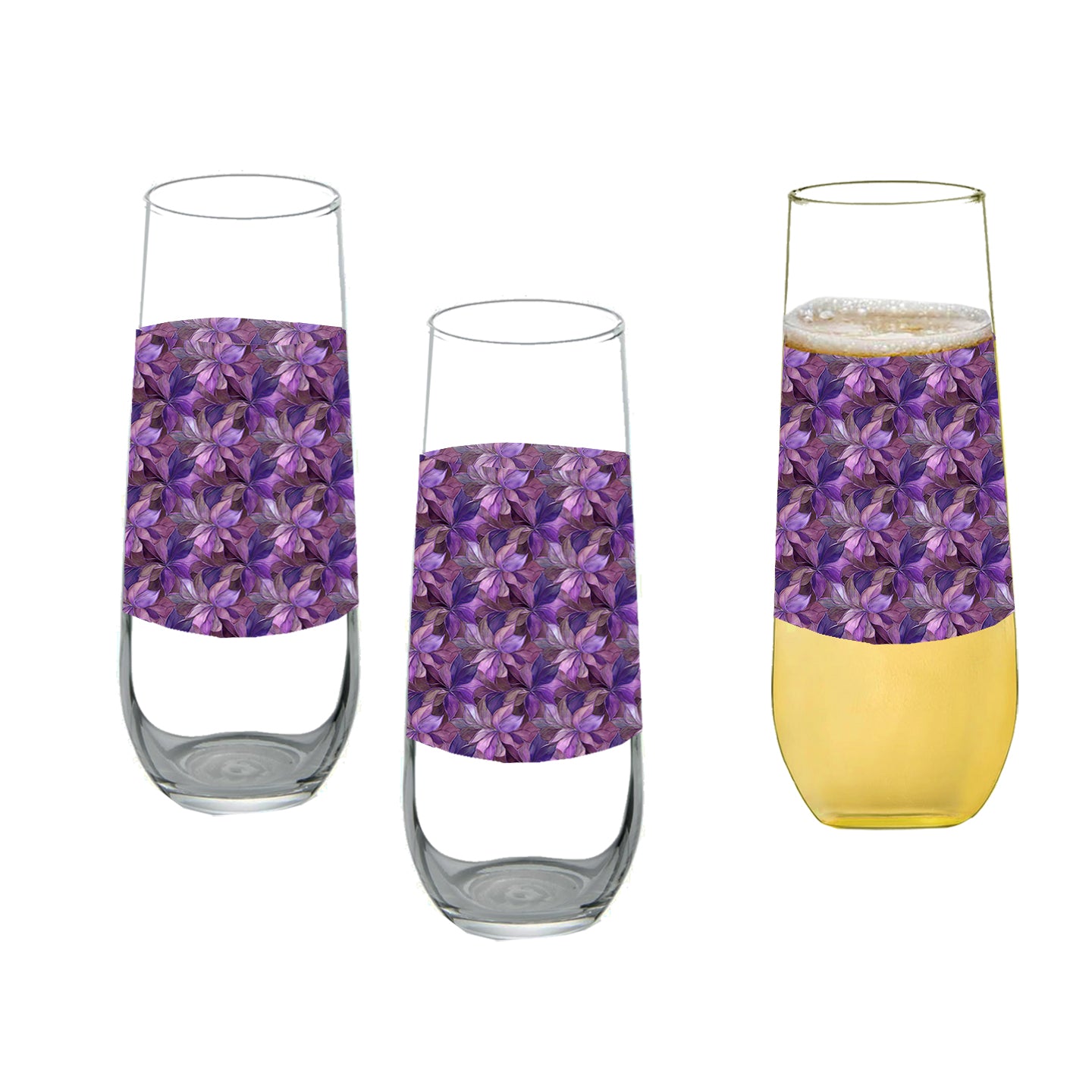 Autumn Twilight 8.5 oz Stemless Champagne Flute, Set of 2, 4 or 6