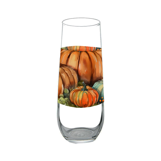 Pumpkin Harvest 8.5 oz Stemless Champagne Flute, Set of 2, 4 or 6