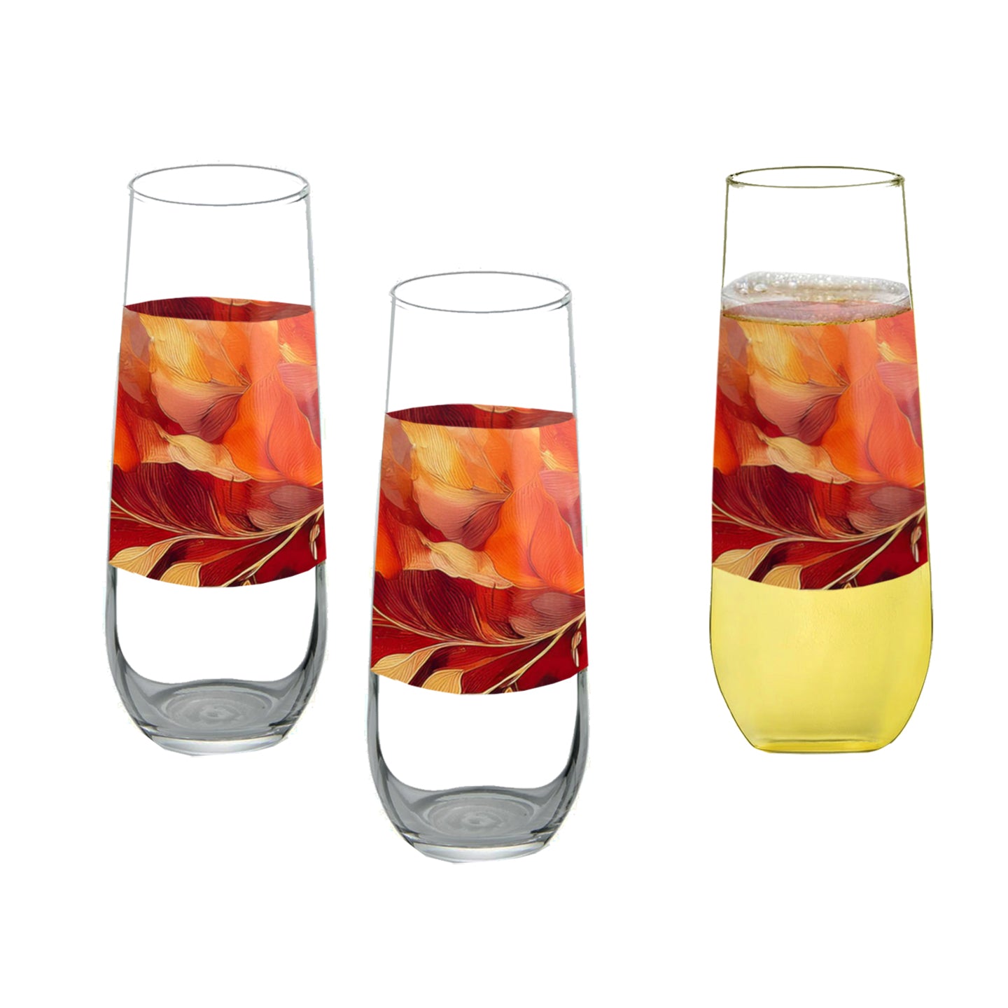 Autumn Blend 8.5 oz Stemless Champagne Flute, Set of 2, 4 or 6