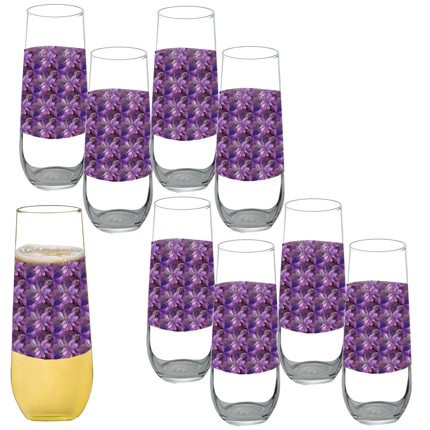 Autumn Twilight 8.5 oz Stemless Champagne Flute, Set of 2, 4 or 6