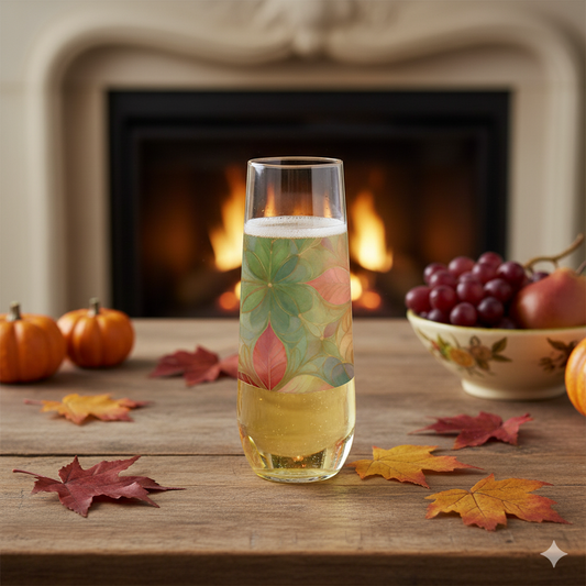 Pieces of Autumn 8.5 oz Stemless Champagne Flute, Set of 2, 4 or 6
