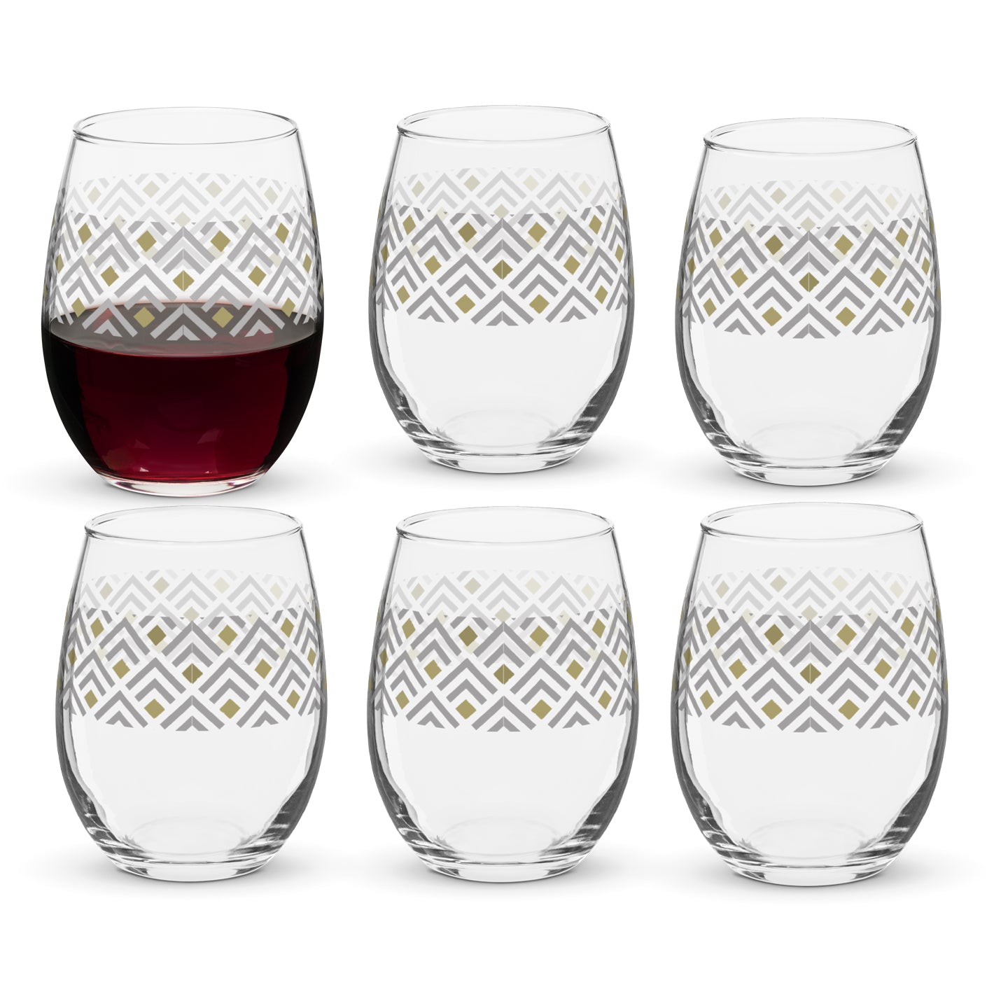 Deco Gold 15 oz. Stemless Wine Glass