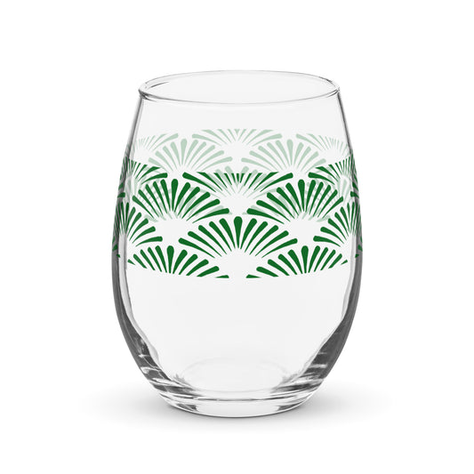 Green Deco 15 oz. Stemless Wine Glass