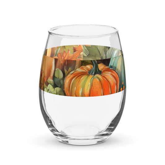 Pumpkin Harvest 15 oz. Stemless Wine Glass, Set of 2, 4 or 6