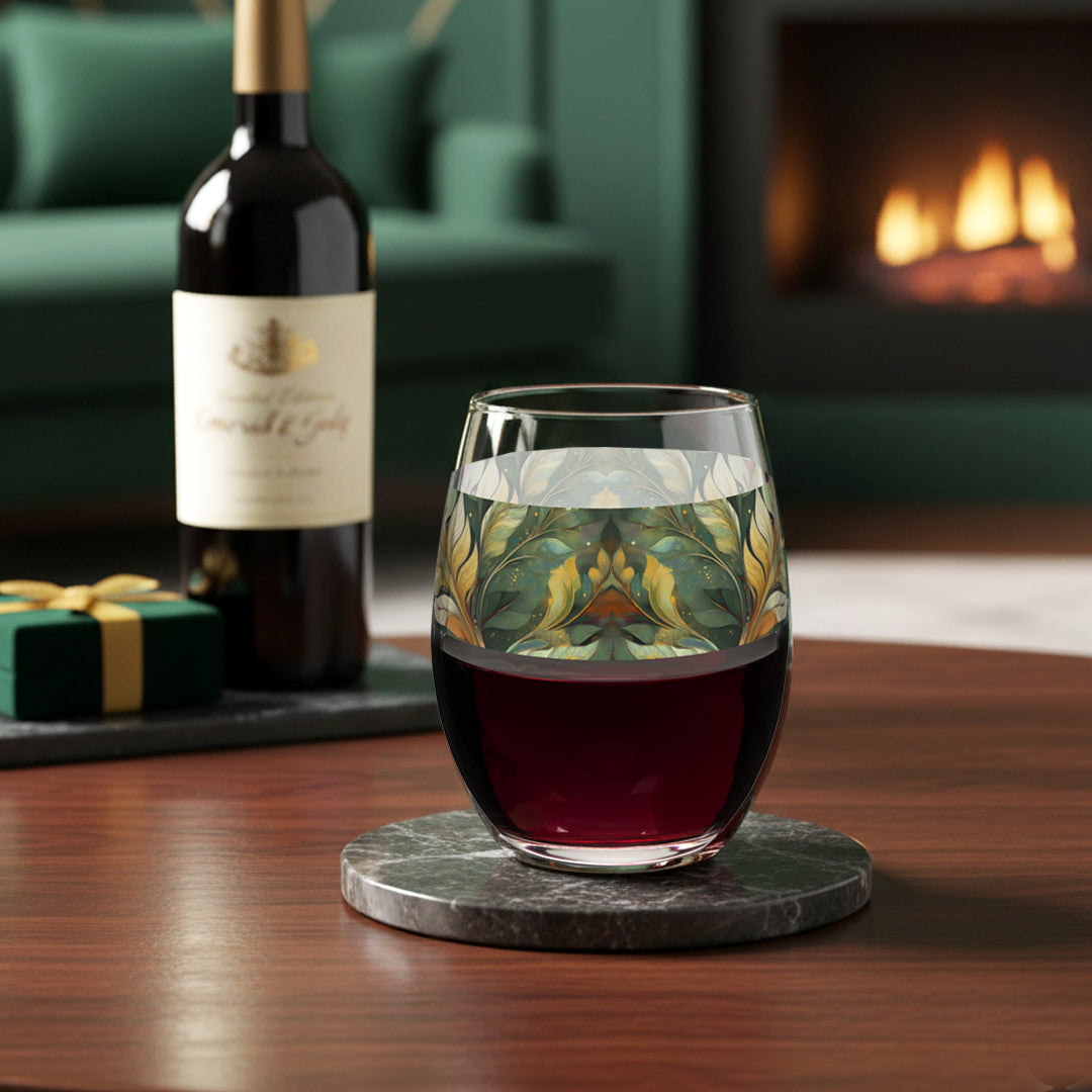 Sage n Gold 15 oz. Stemless Wine Glass