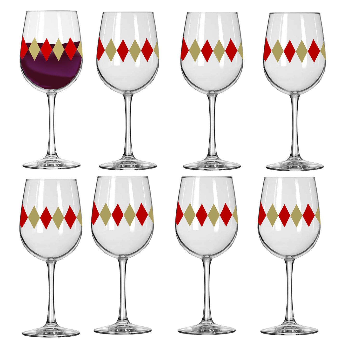 Holiday Diamonds 16oz Tall Wine Glass
