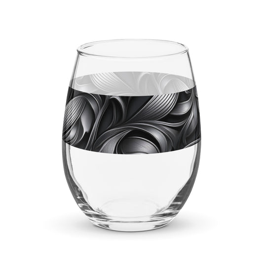 Elegant Stemless Wine Glass | Baroque Swirls Exclusive Design