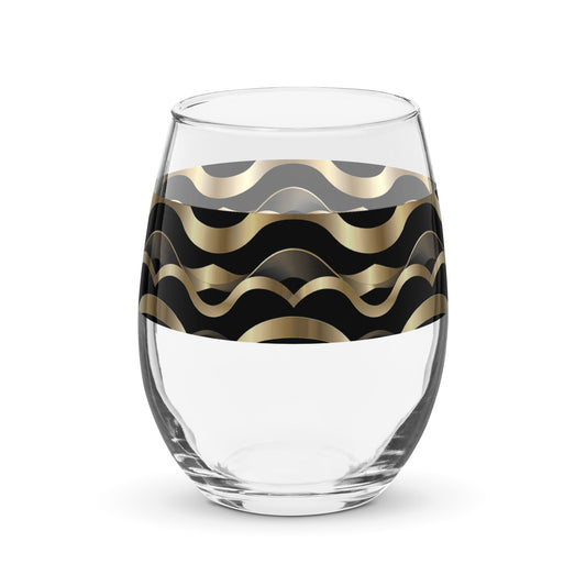 Liquid Gold Stemless Wine Glass | High Contrast Design
