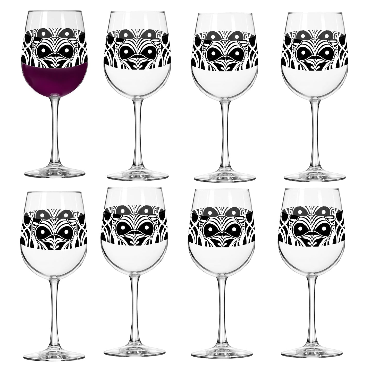 Midnight Mask Tall Wine Glass | Masquerade Artisanal Design