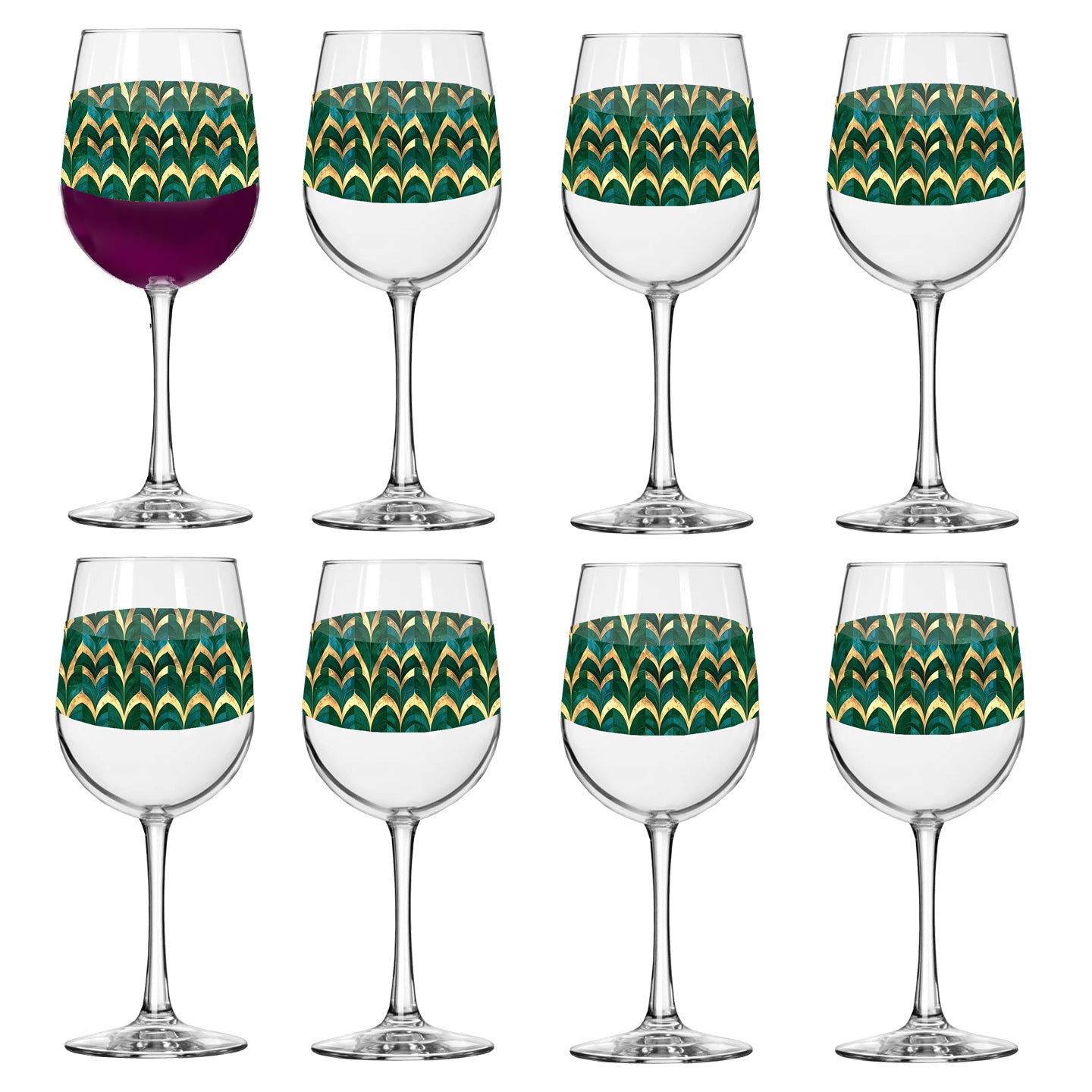 Gilded Geometric Design | Emerald Royale Tall Wine Glass