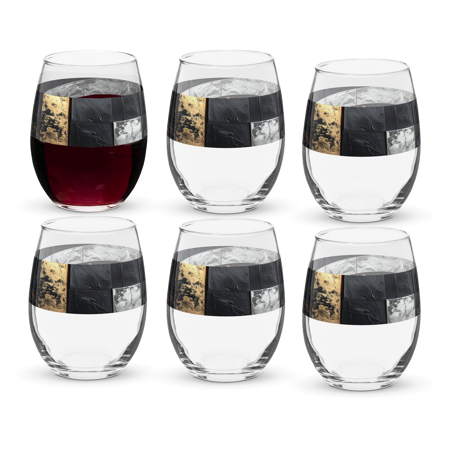 Fresco Fragments Stemless Wine Glass | Sophisticated Design