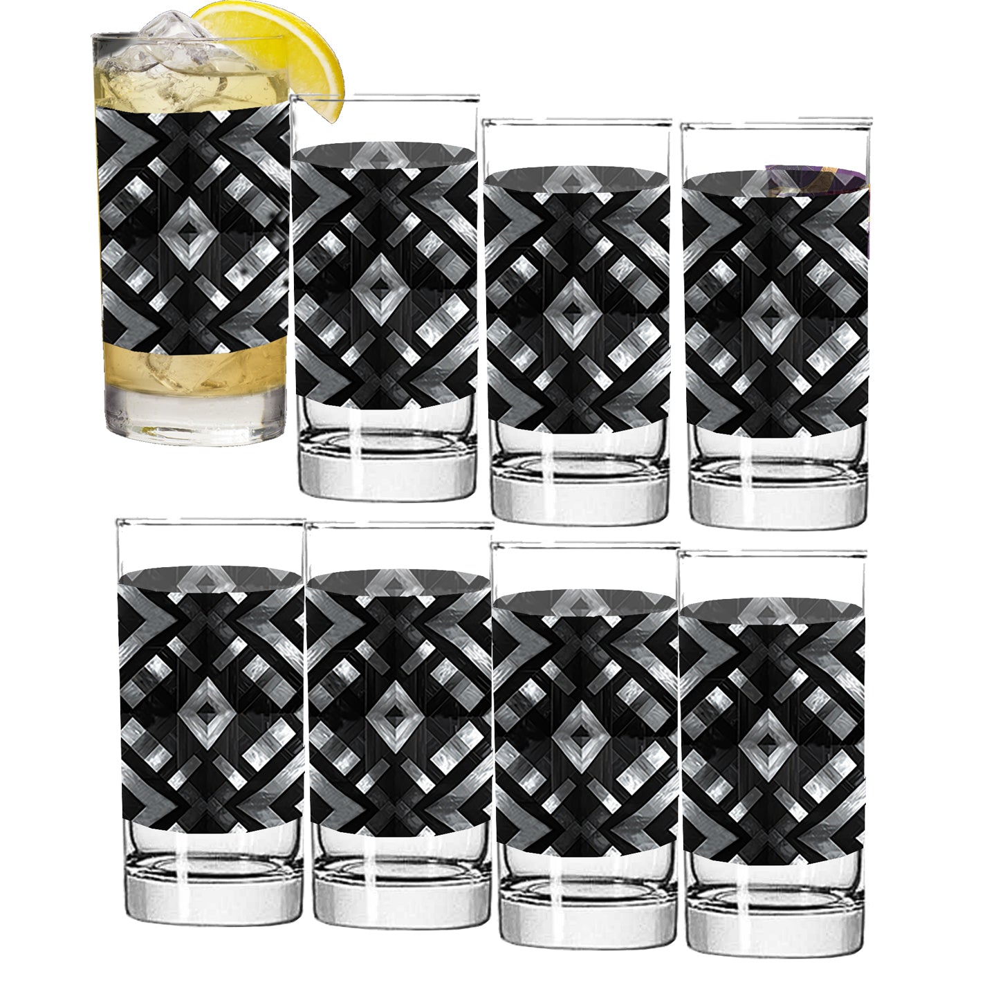 Palazzo Tiles Highball Glass | Timeless Geometric Finish