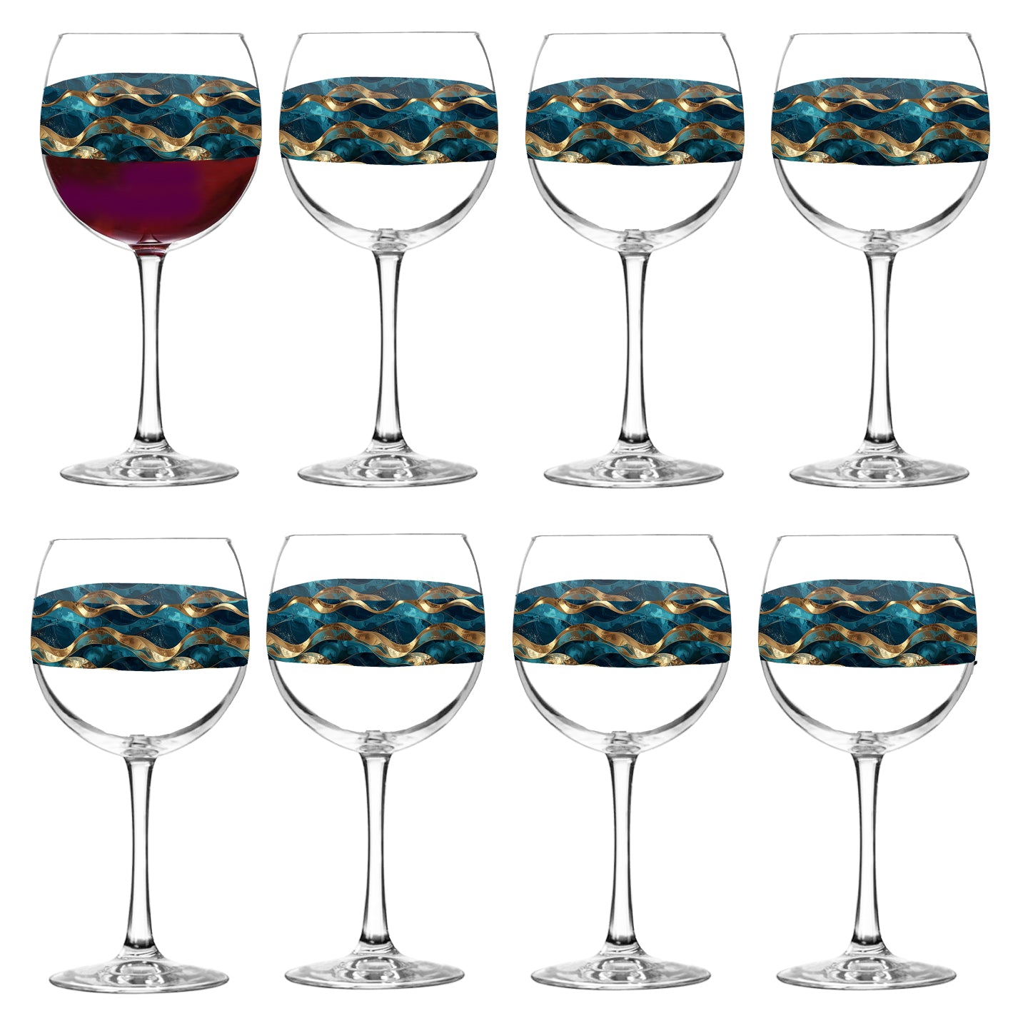 Opulent Teal Balloon Wine Glass | Timeless Elegant Design