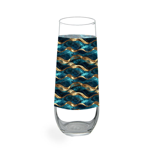 Opulent Teal Stemless Champagne Flute | Chic Signature Design