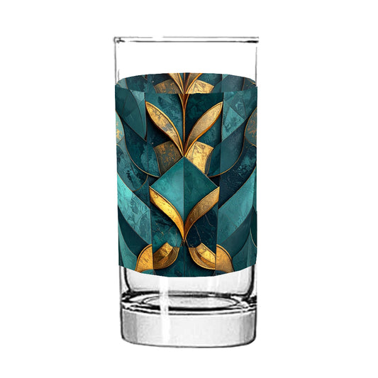 Gilded Patina Highball Glass | Unique Teal and Gold Design