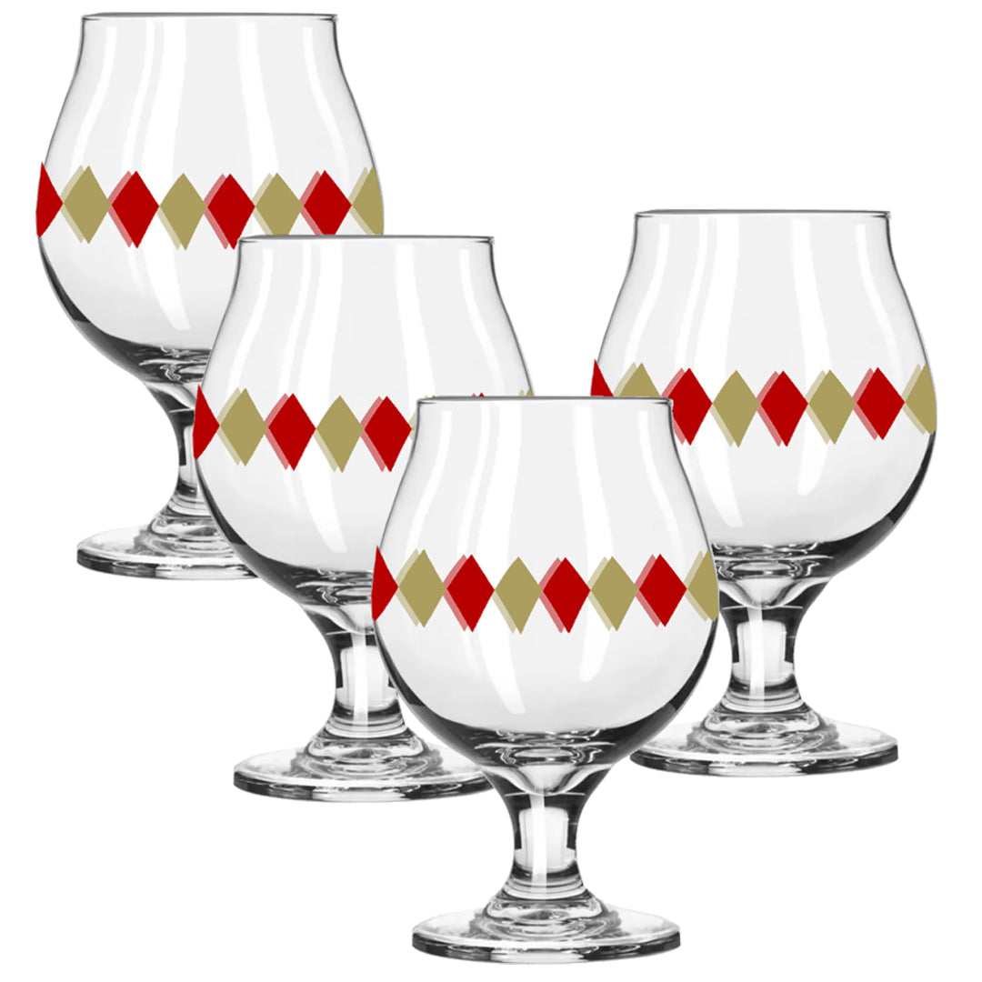 Holiday Diamonds 16 oz Belgian Beer Glass