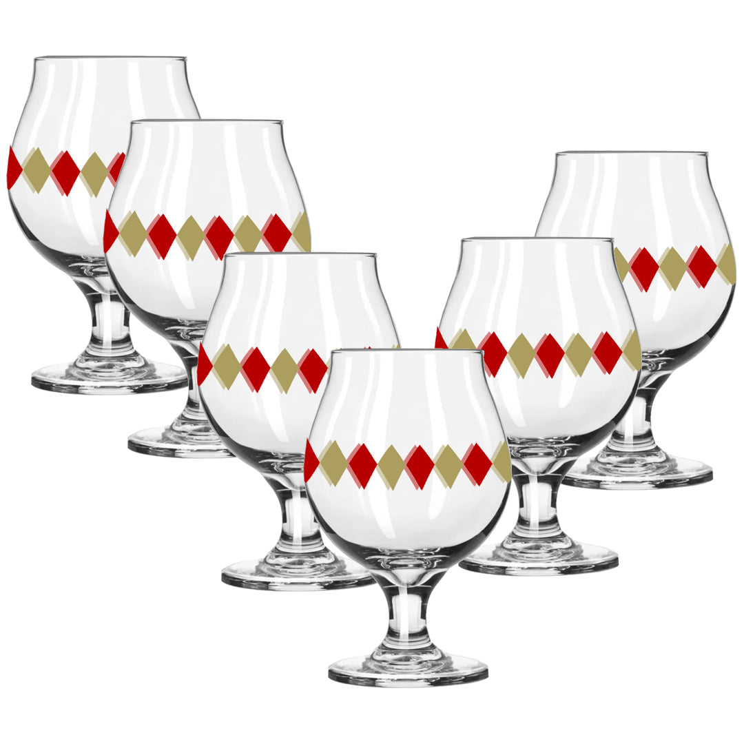 Holiday Diamonds 16 oz Belgian Beer Glass
