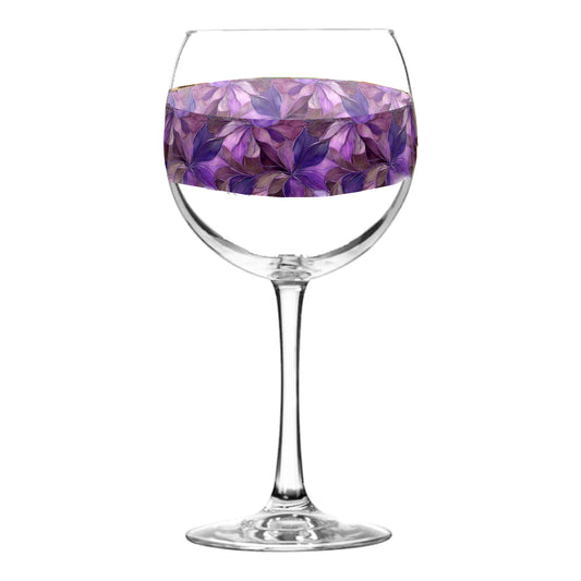 Mix n Match Style balloon wine glass in an Autumn Twilight pruple floral design on  a white background.