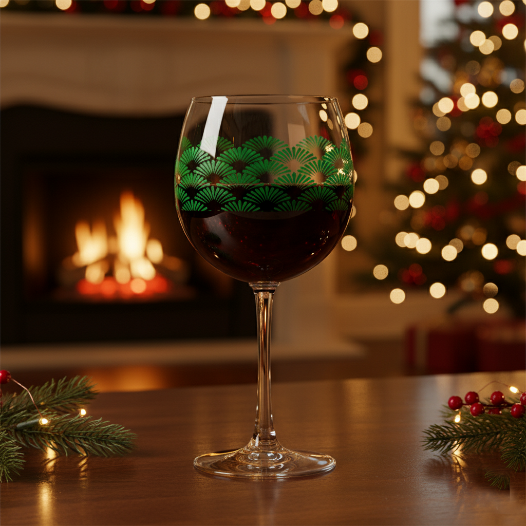 Green Deco 18 oz Balloon Wine Glass