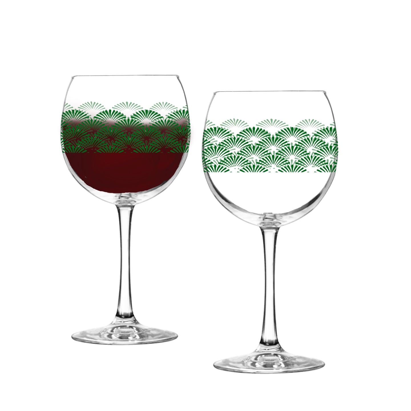 Green Deco 18 oz Balloon Wine Glass