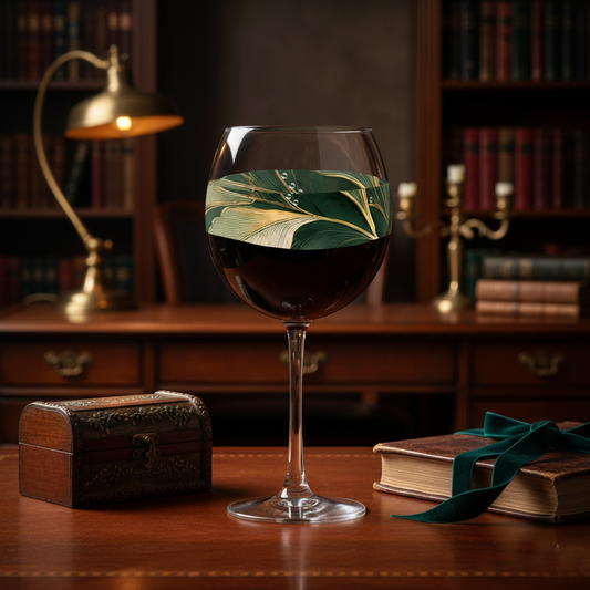 Green n Gold 18 oz Balloon Wine Glass, Set of 2, 4 or 8