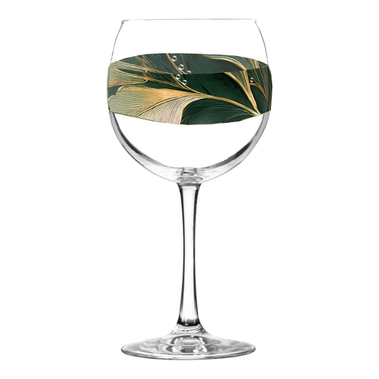 Green n Gold 18 oz Balloon Wine Glass, Set of 2, 4 or 8