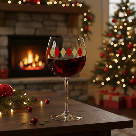 Holiday Diamonds 18 oz Balloon Wine Glass