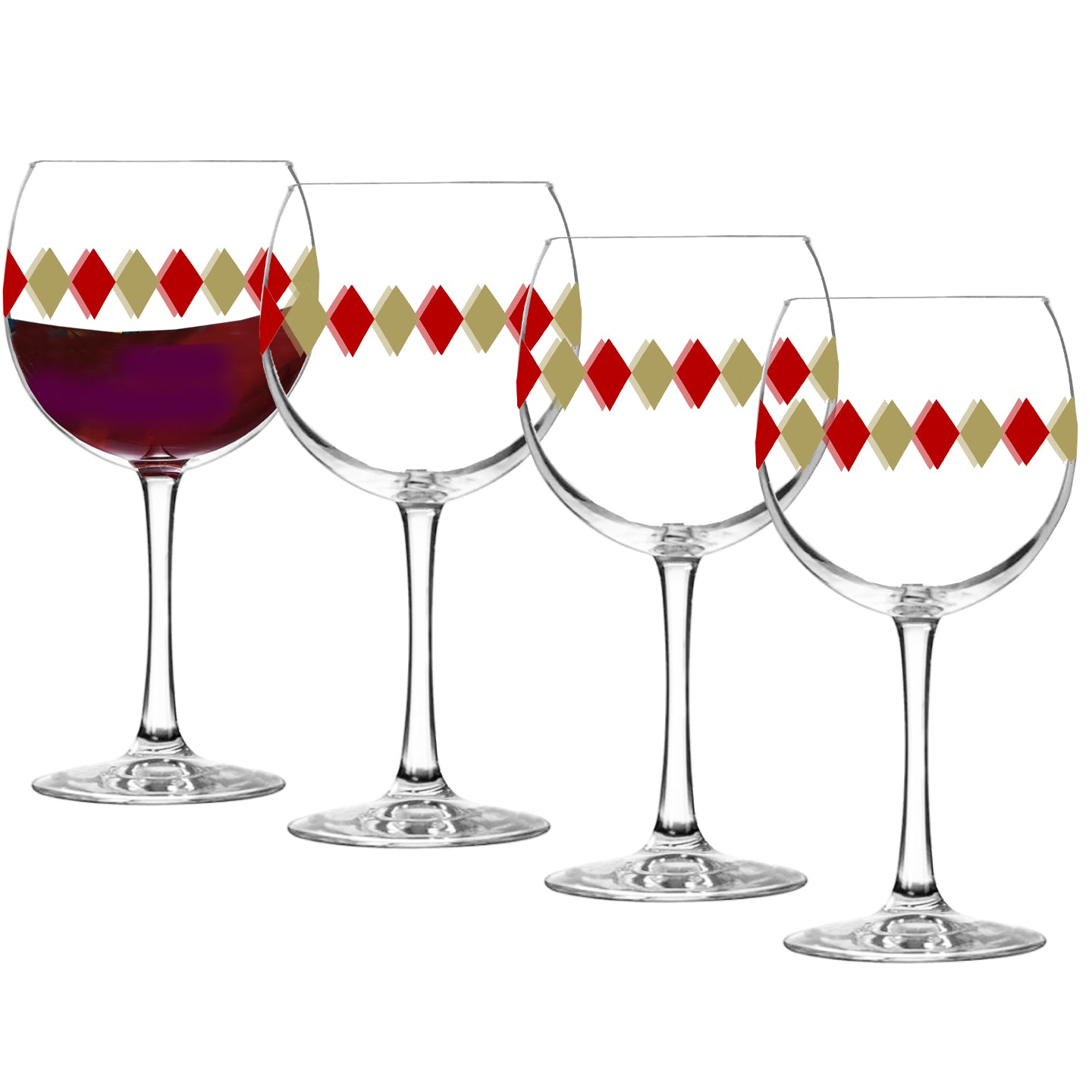 Holiday Diamonds 18 oz Balloon Wine Glass