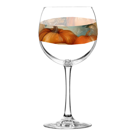 Mix n Match Style wine glass with Pumpkin Harvest pumpkins design on a white background