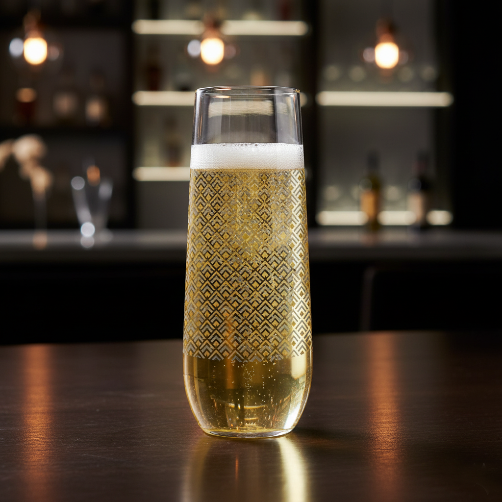 Deco Gold 8.5 oz Stemless Champagne Glass
