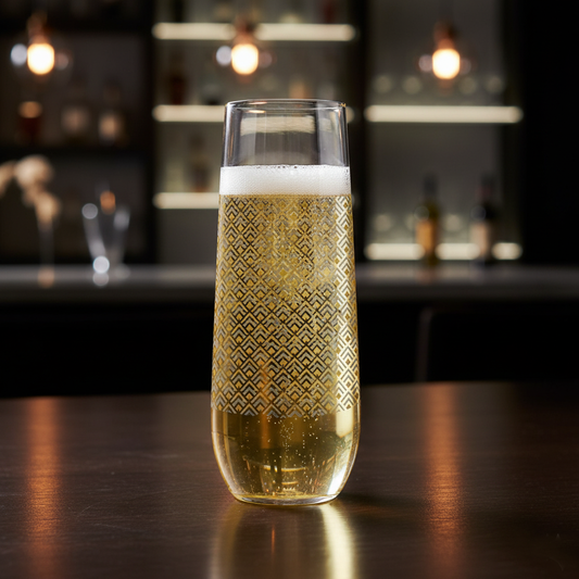 Deco Gold 8.5 oz Stemless Champagne Glass