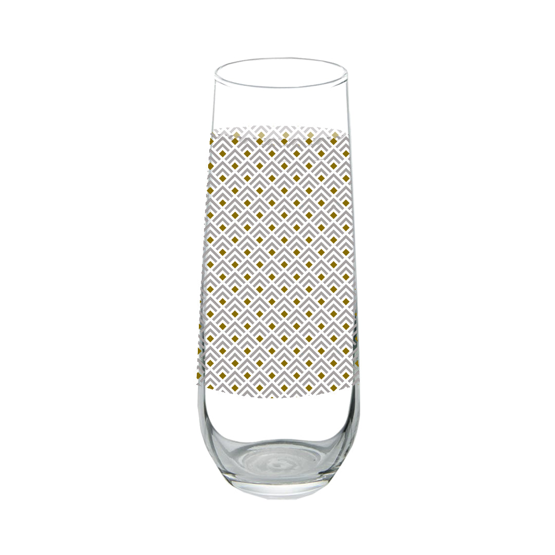 Deco Gold 8.5 oz Stemless Champagne Glass