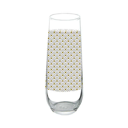 Deco Gold 8.5 oz Stemless Champagne Glass
