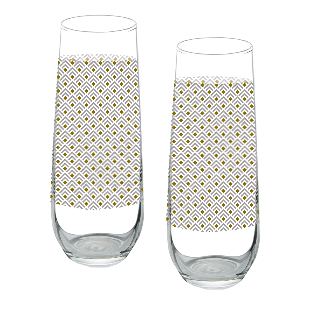 Deco Gold 8.5 oz Stemless Champagne Glass